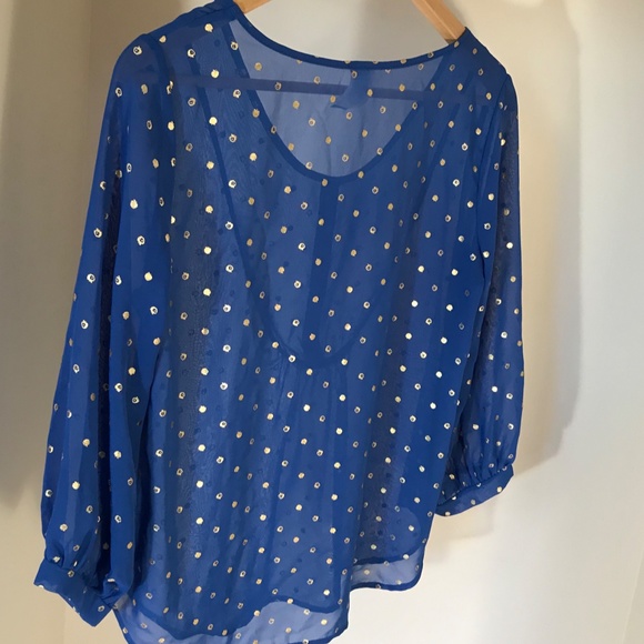 Francesca's Blue Top with Gold Dots - Picture 4 of 6
